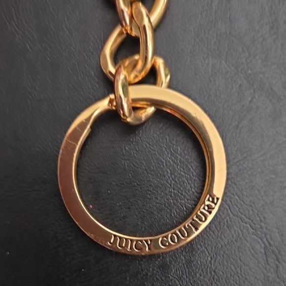 Juicy Couture Metallic Pink 'Choose Juicy' Key & Card Holder with Gold Hardware - Picture 3 of 4